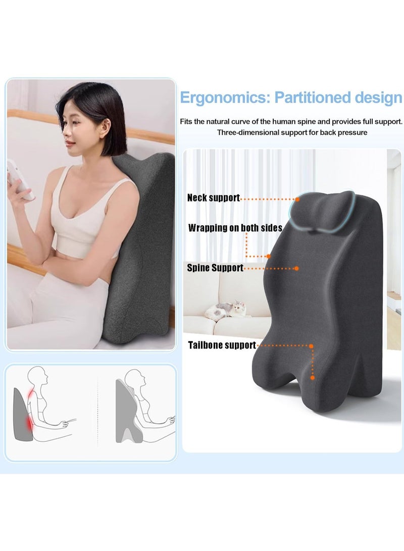 YOUWE7 Adult Ergonomic Memory Foam Bed Triangle Wedge Pillow Headboard for Sitting up Back Neck Pain Relief with Face Down Massage Prone Pillow Function for Reading, with Washable Cover - Image 5