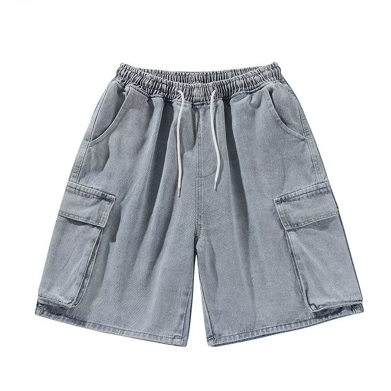 Japanese Heavy Cotton Tooling Denim Shorts American Style High Street Retro Functional Style Three-Dimensional Side Pocket Shorts For Boys - Image 5