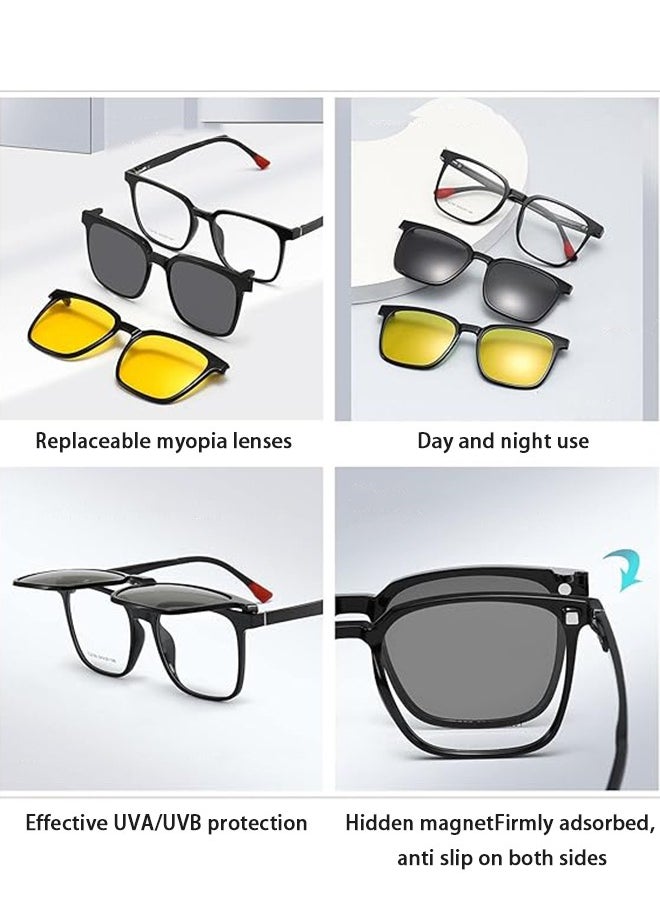 Fazza 3 In 1 Magnetic Polarized Clip-On Sunglasses Set, Blue Light Blocking Glasses with Magnetic Polarized Lenses and Magnetic Night Vision Lenses, Versatile Glasses for Men and Women for Day and Night  - Image 3