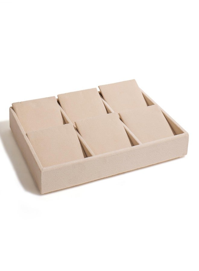 La Trove Velvet Jewelry Organizer Tray – Storage Tray for Earrings, Necklaces, Rings & Studs Drawer Organizer, Cream - Image 3