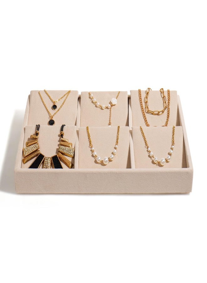 La Trove Velvet Jewelry Organizer Tray – Storage Tray for Earrings, Necklaces, Rings & Studs Drawer Organizer, Cream - Image 2