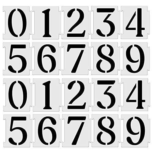 YEAJON 10 Inch Curb Stencil Kit 0-9 Address Number Stencils, 20Pcs Reusable 14 Mil Mylar Plastic Templates for Painting on Road, Wall, Wood, Mailbox - Image 1