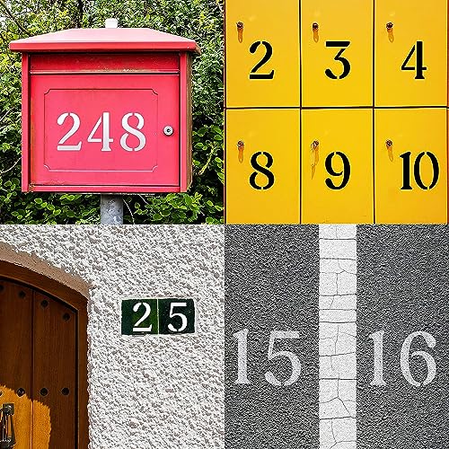 YEAJON 10 Inch Curb Stencil Kit 0-9 Address Number Stencils, 20Pcs Reusable 14 Mil Mylar Plastic Templates for Painting on Road, Wall, Wood, Mailbox - Image 5