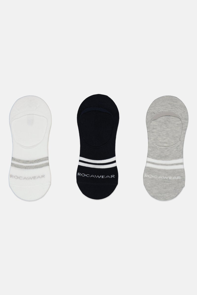 Rocawear Men 3 Pair Brand Logo Invisible Socks, Multicolor - Image 4