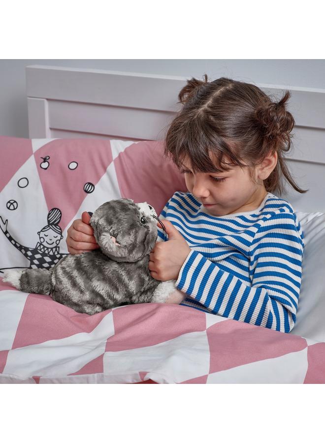 زبون لعبة قطة ناعمة، رمادية/بيضاء - Image 5