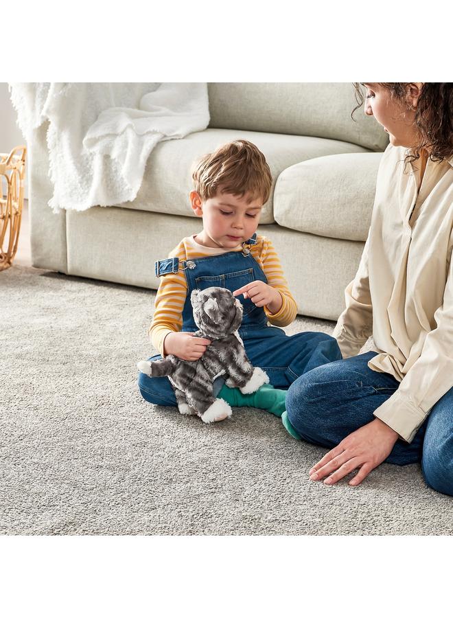 زبون لعبة قطة ناعمة، رمادية/بيضاء - Image 2