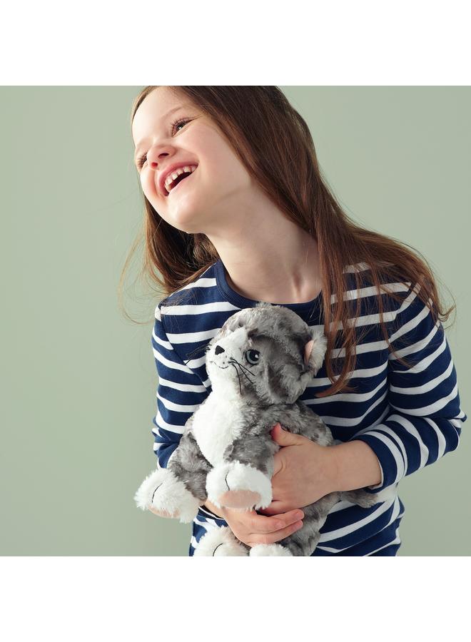 زبون لعبة قطة ناعمة، رمادية/بيضاء - Image 3