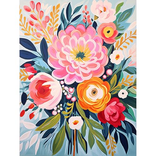 YarnMate Flowers Diamond Art Kits for Adults,Flowers in Vase DIY 5D Diamond Painting Kit for Beginners,Full Round Drill Gem Art Dots for Adults, Perfect for Home Wall Decor 12X16 Inch - Image 1