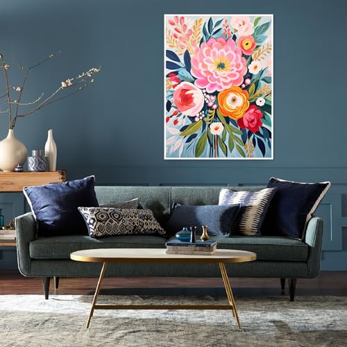 YarnMate Flowers Diamond Art Kits for Adults,Flowers in Vase DIY 5D Diamond Painting Kit for Beginners,Full Round Drill Gem Art Dots for Adults, Perfect for Home Wall Decor 12X16 Inch - Image 3