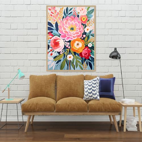 YarnMate Flowers Diamond Art Kits for Adults,Flowers in Vase DIY 5D Diamond Painting Kit for Beginners,Full Round Drill Gem Art Dots for Adults, Perfect for Home Wall Decor 12X16 Inch - Image 5