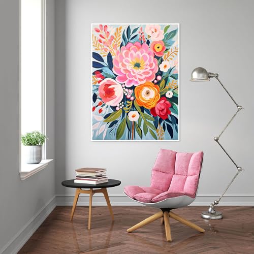 YarnMate Flowers Diamond Art Kits for Adults,Flowers in Vase DIY 5D Diamond Painting Kit for Beginners,Full Round Drill Gem Art Dots for Adults, Perfect for Home Wall Decor 12X16 Inch - Image 4