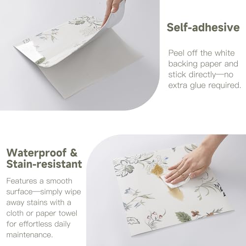 LVSHI 20pcs Marble Peel and Stick Waterproof PVC Shower Wall Panels Bathroom Backsplash Tile Stick on Wall for Bedoom, Kitchen 11.8"x11.8" (Floral-Patterned,19.4 Sq.Ft.) - Image 5