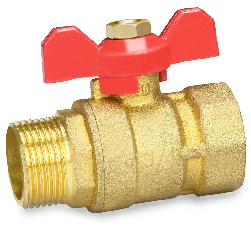 Generic Oumuik Brass 3/4 Inch Ball Valve with Red Wing Handle - Male Thread/Internal Thread Full Flow DN20 PN16  - Image 1