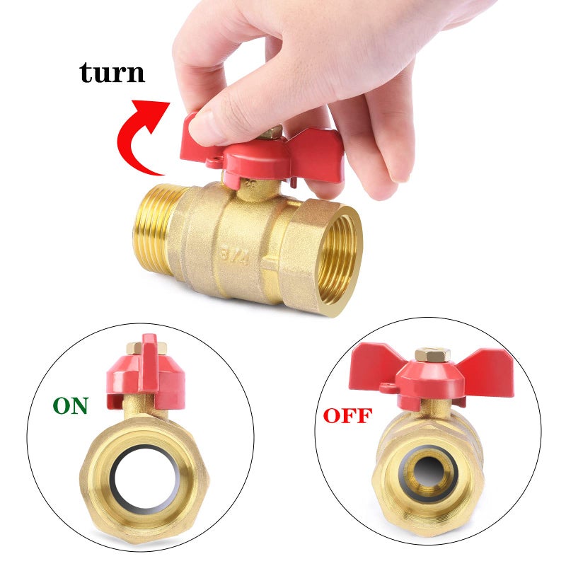 Generic Oumuik Brass 3/4 Inch Ball Valve with Red Wing Handle - Male Thread/Internal Thread Full Flow DN20 PN16  - Image 2