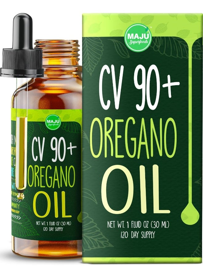 Maju Superfoods Maju Superfoods Oregano Oil Drops, Potent 90%+ Carvacrol (1 fl oz) Wild Mediterranean Essential Oil of Oregano Liquid, Oregano Accept, Immune and Seasonal Support, Compare to Organic  - Image 1