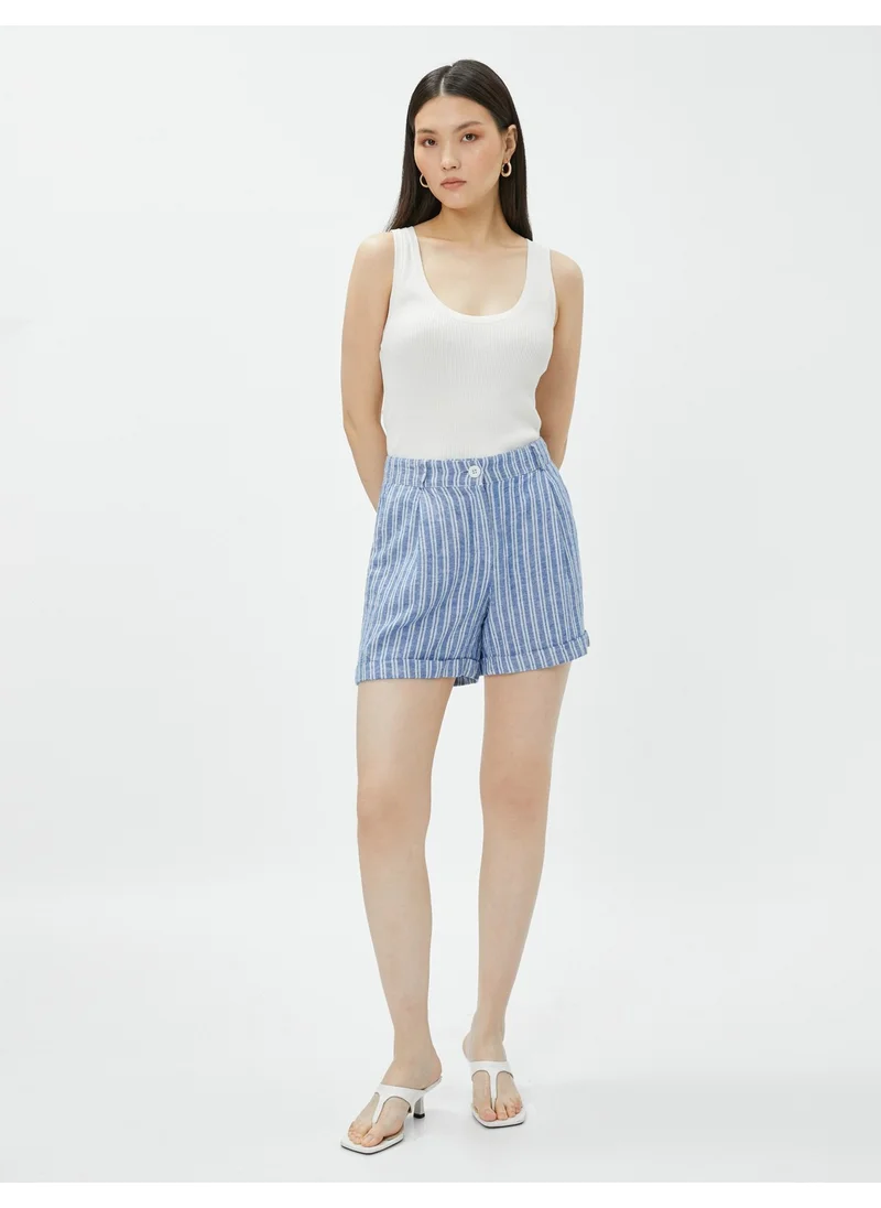 KOTON Linen Blend Shorts with Pocket Double Leg