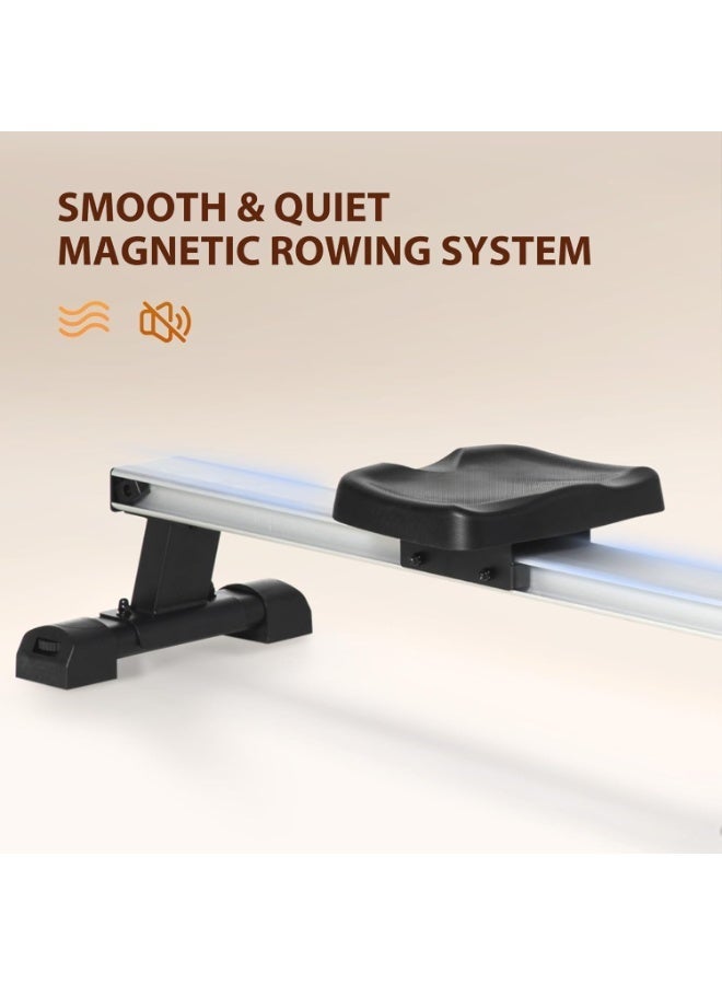 ALCOACH Folding Rowing Machine 8 Levels Magnetic Resistance Rowing Machine with LCD Display | iPad holder and transport wheels for home gym and indoor cardio training - Image 3
