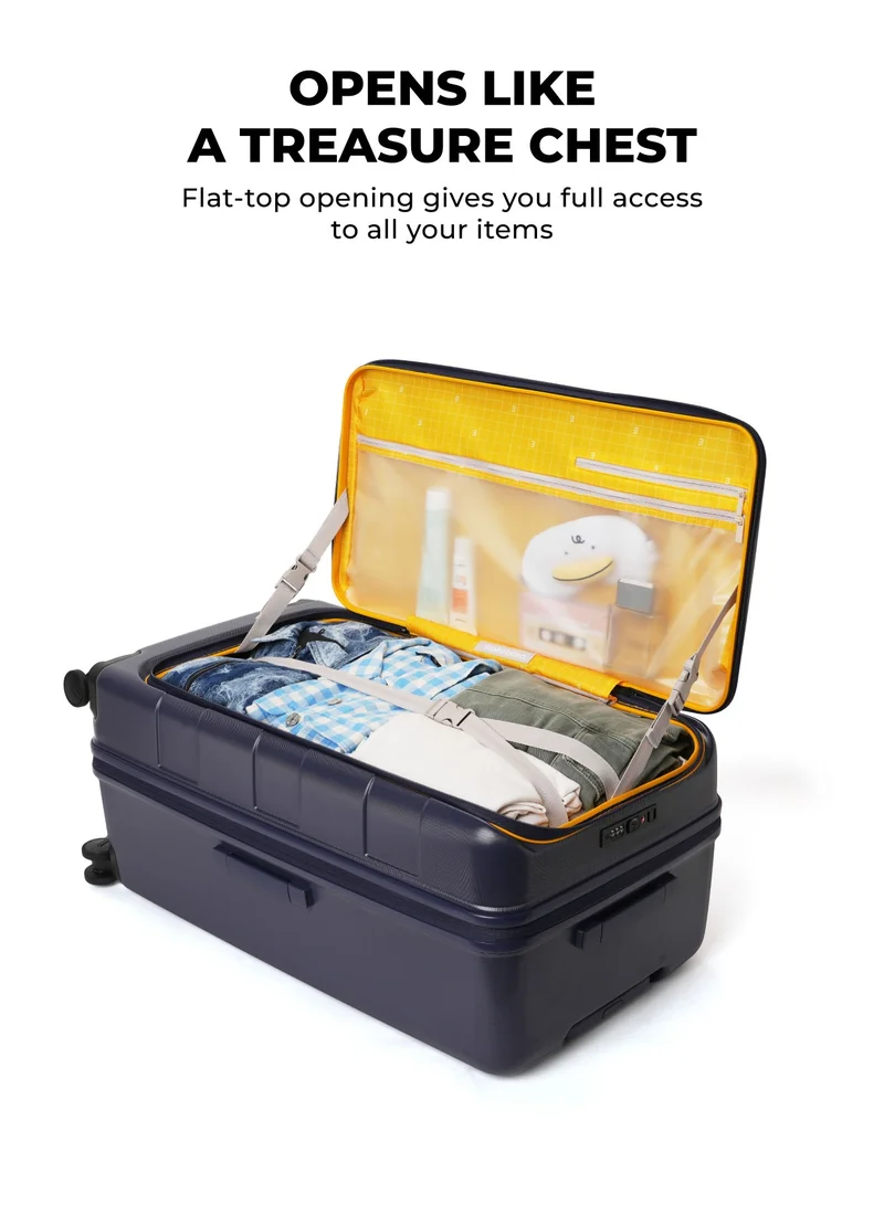 Mokobara MOKOBARA The Em Access Trunk Luggage Polycarbonate Large 8 Spinner Wheel Trolly Hardsided Suitcase With Built In Tsa Lock Travel Suitcase (Blue)