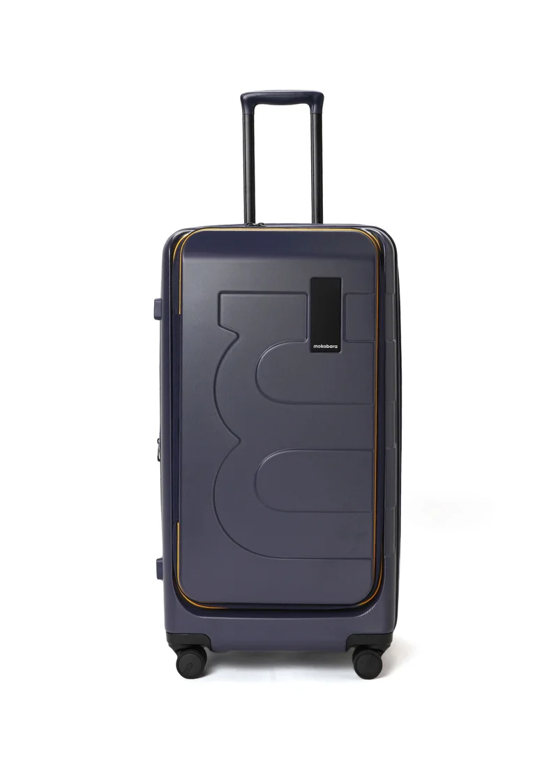Mokobara MOKOBARA The Em Access Trunk Luggage Polycarbonate Large 8 Spinner Wheel Trolly Hardsided Suitcase With Built In Tsa Lock Travel Suitcase (Blue)