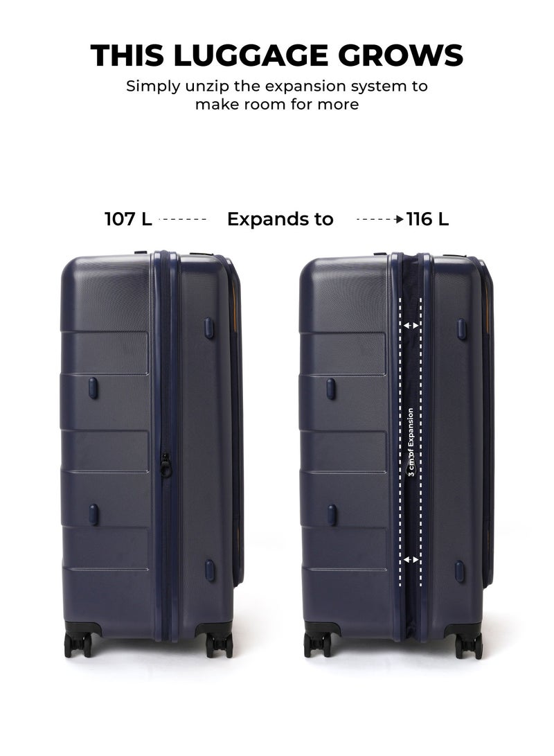 Mokobara MOKOBARA The Em Access Trunk Luggage Polycarbonate Large 8 Spinner Wheel Trolly Hardsided Suitcase With Built In Tsa Lock Travel Suitcase (Blue) - Image 3