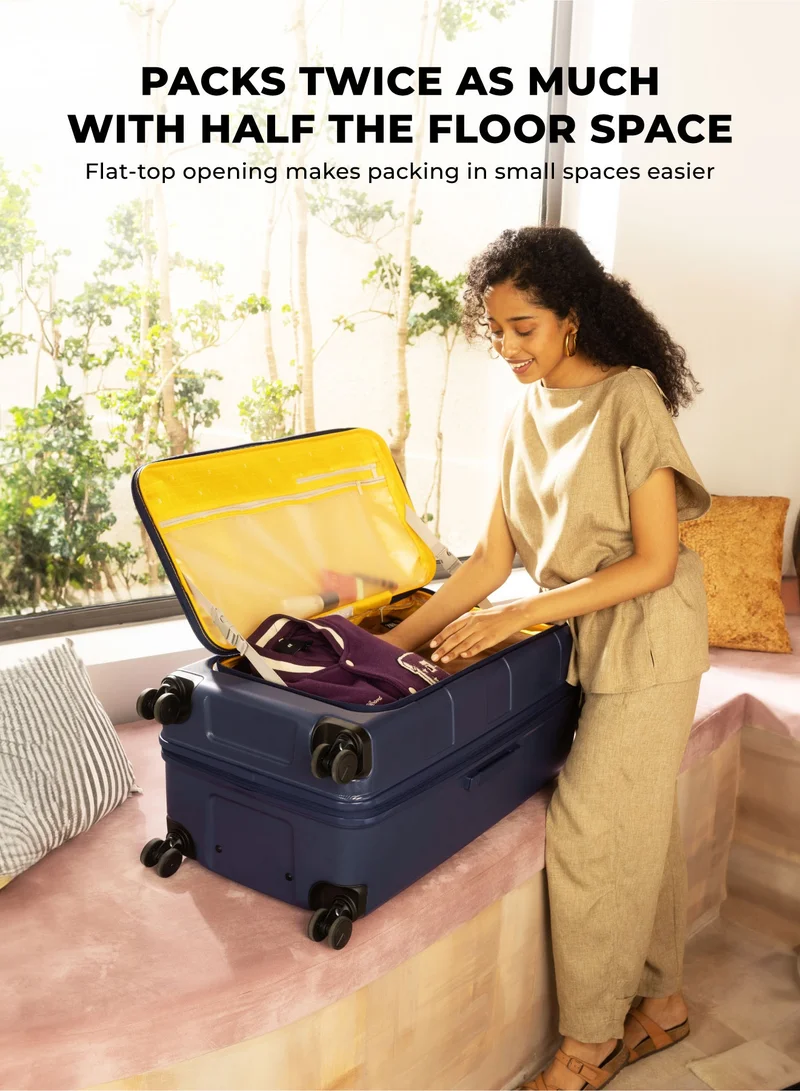 Mokobara MOKOBARA The Em Access Trunk Luggage Polycarbonate Large 8 Spinner Wheel Trolly Hardsided Suitcase With Built In Tsa Lock Travel Suitcase (Blue)