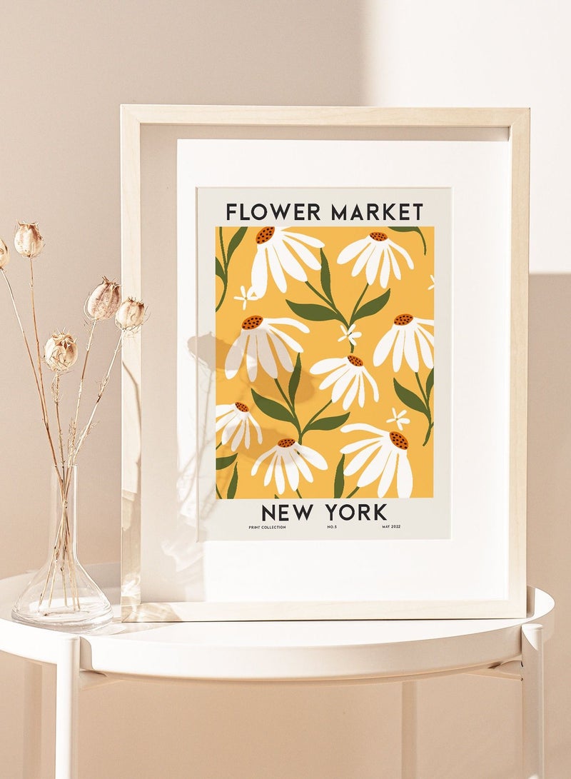 Boomah Accessories Flower Market New York Colorful Botanical Art Poster with Frame 30x40cm 