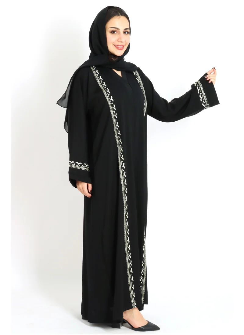 IKKXA Modern Embroiderd Abaya AIK5036