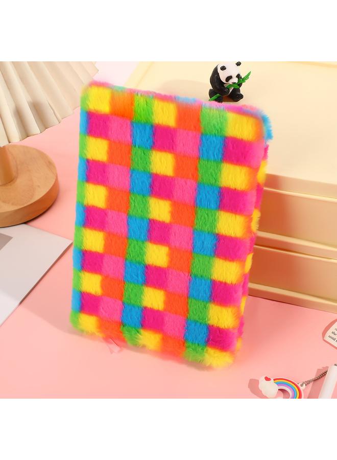 Bluejw Cross-border Rainbow Leopard Cartoon Plush Notebook Student Notepad Internet Popular Girl Heart Princess Hand Book New - Image 1