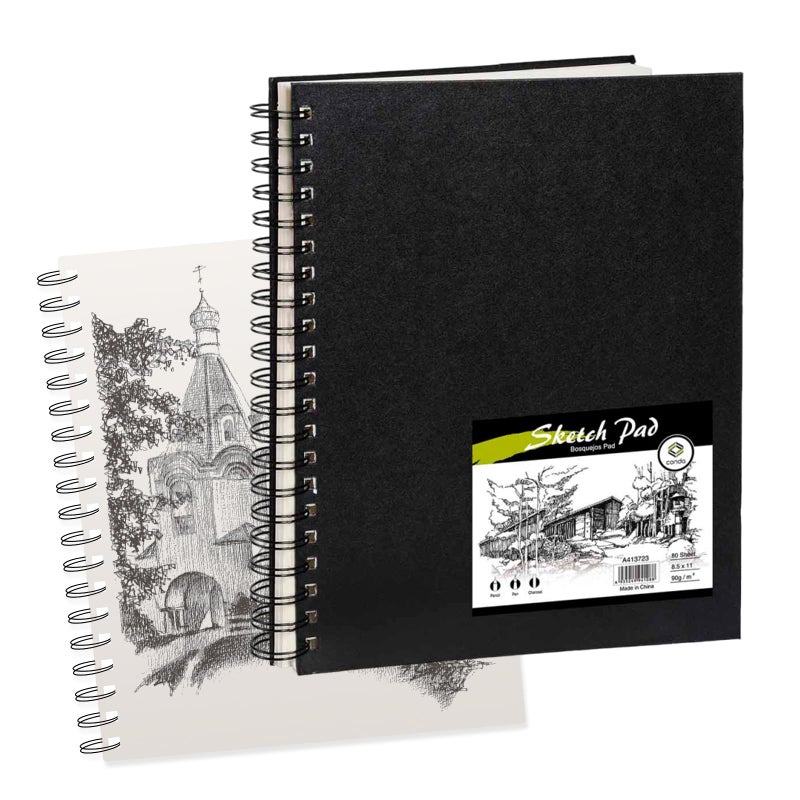 Conda 85x11 Hardbound Sketch Book DoubleSided Hardcover Sketchbook Spiral Sketch Pad Durable Acid Free Drawing Art Paper for Adults