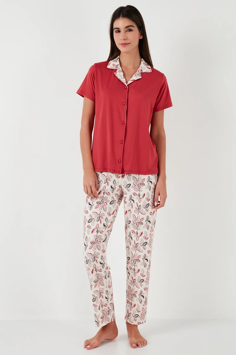 Lela Regular Fit Shirt Collar Short Sleeve Pajama Set Women's Pajama Set 65730101