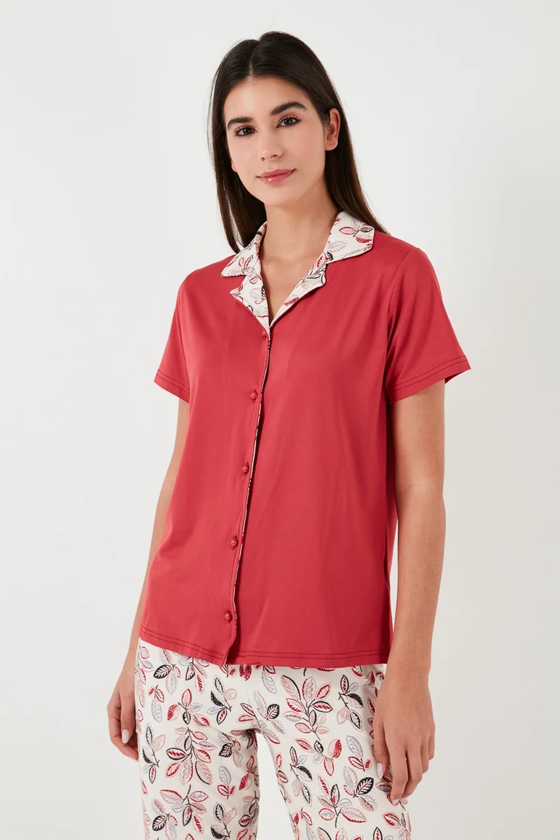 Lela Regular Fit Shirt Collar Short Sleeve Pajama Set Women's Pajama Set 65730101