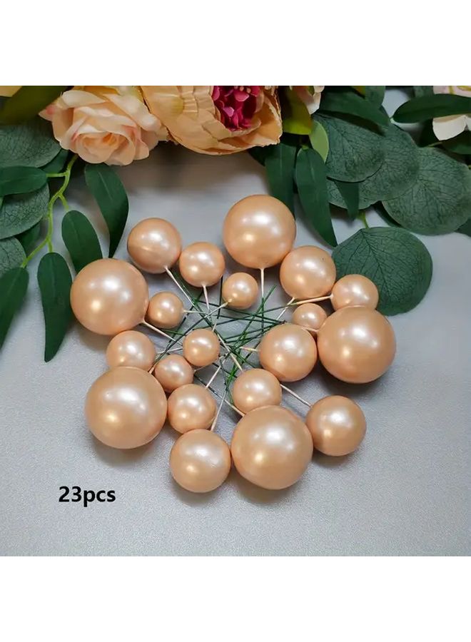 23pcs Light Gold Cake Decorating Ball Set Mixed Sizes Foam Balls For Parties - Image 1