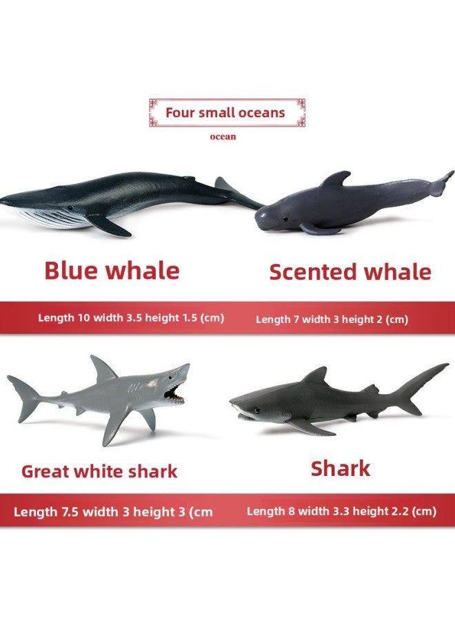 Children's Cognitive Simulation Marine Wildlife Model Dinosaur Toy Birds Insect Sand-table Scene Decoration Ornaments-Color:Mini Ocean 4 Sets (note Size) M6030 - Image 1