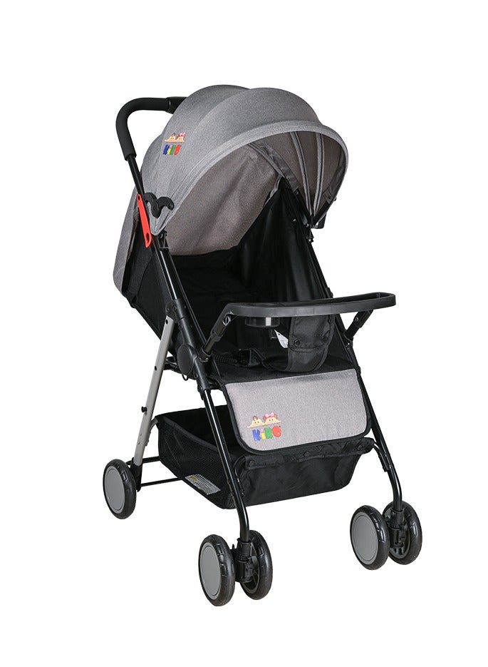 Kiko Comfortable Stroller 6 Wheels, 0 Months +, Grey - Image 1