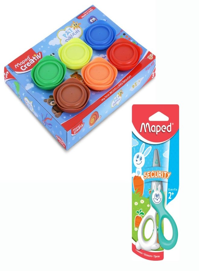 Maped Modelling Dough X6pcs with Tools and 1 Kids Scissor|Dough Clay|Clay Dough |Moulding Dough |Non - Toxic Dough |Return Gifts |Bithday Gifts |Rakhi Gifts - Image 1