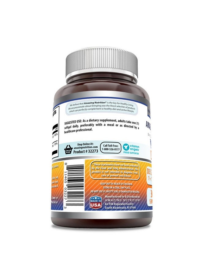 Amazing Nutrition أمزينغ فورمولا فيتامين د3 5000 وحدة دولية مع فيتامين ك2 100 ميكروغرام | مكمل د3 + ك2 المركب | كبسولات لينة | غير معدلة وراثيًا | خالية من الغلوتين | صنع في الولايات المتحدة (1 عبوة، 300 حبة) - Image 3