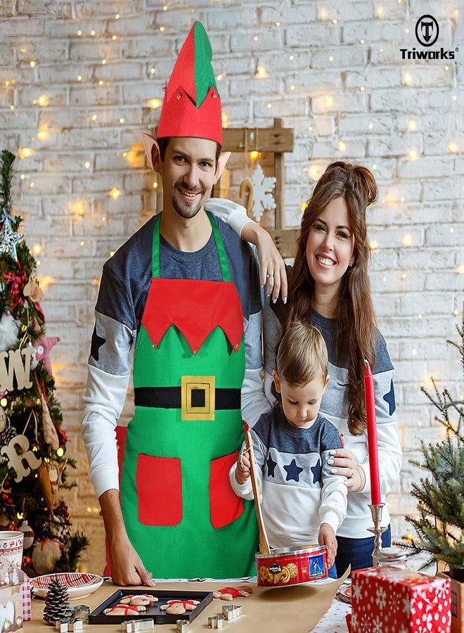 TRIWORKS Christmas Aprons, Christmas Santa Claus Apron with 2 Pockets, Kitchen Cooking Aprons, One Size Fits Most - Image 3