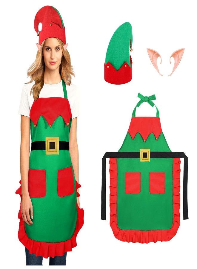 TRIWORKS Christmas Aprons, Christmas Santa Claus Apron with 2 Pockets, Kitchen Cooking Aprons, One Size Fits Most - Image 1
