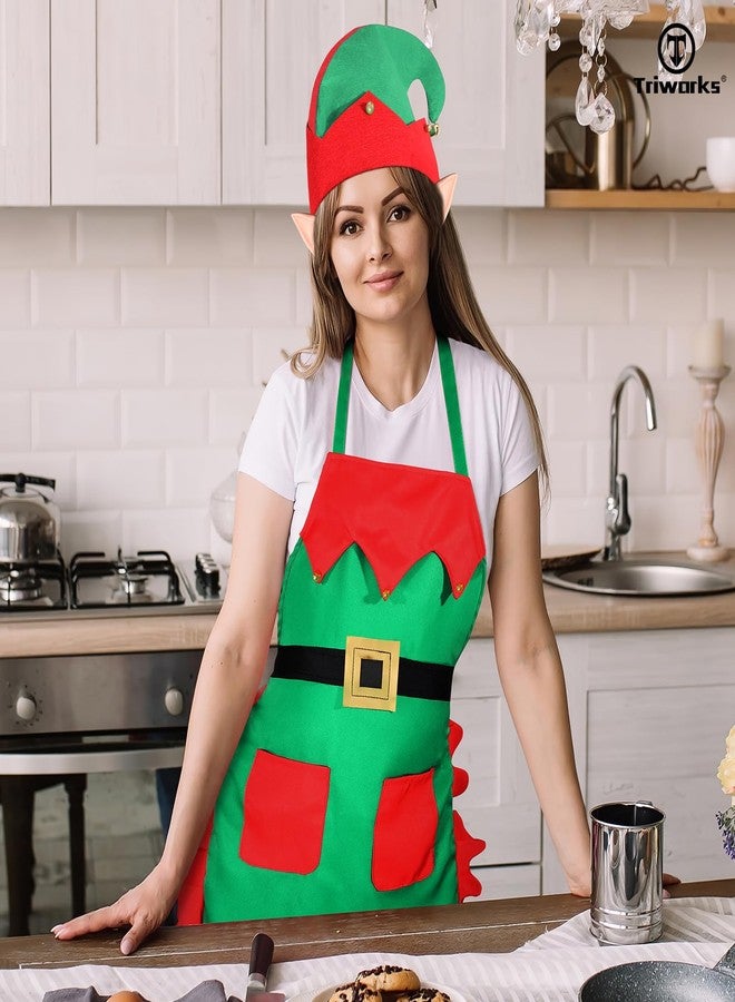 TRIWORKS Christmas Aprons, Christmas Santa Claus Apron with 2 Pockets, Kitchen Cooking Aprons, One Size Fits Most - Image 5