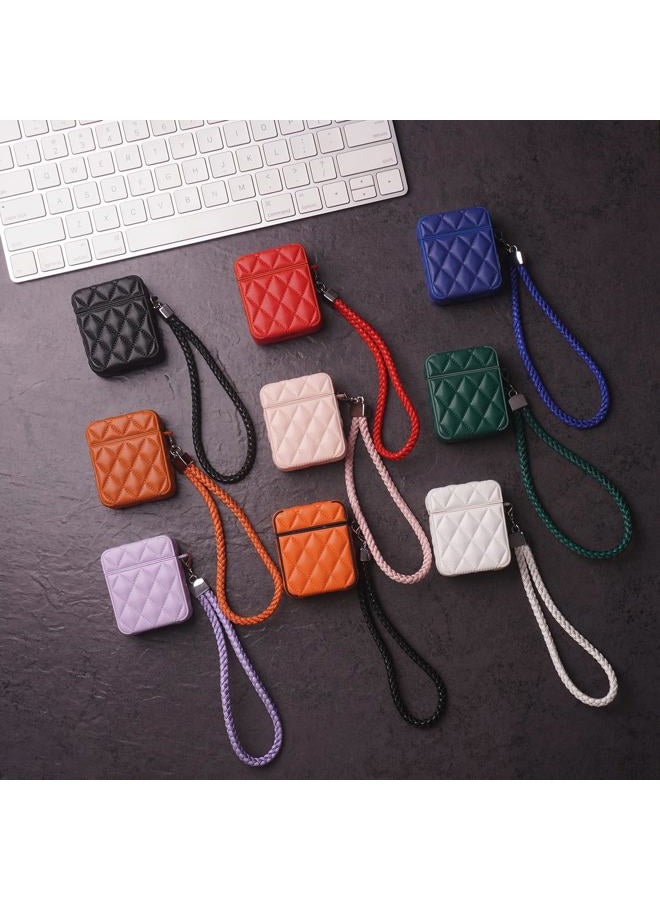 ELVRLA Earphone Case for AirPods 4, Elegant Classical Diamond PU Leather Surface Earphone Case Soft Silicone Case, AirPods 4 Cover Protective Case Skin Protector for Earbuds +Lanyard-Black - Image 3