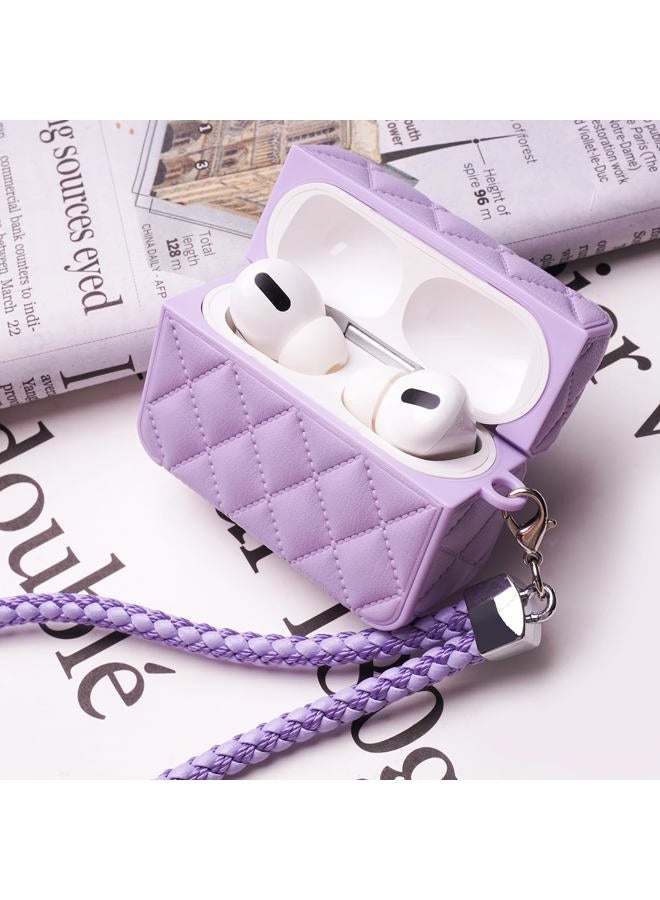 ELVRLA Earphone Case for AirPods 4, Elegant Classical Diamond PU Leather Surface Earphone Case Soft Silicone Case, AirPods 4 Cover Protective Case Skin Protector for Earbuds +Lanyard-Black - Image 5