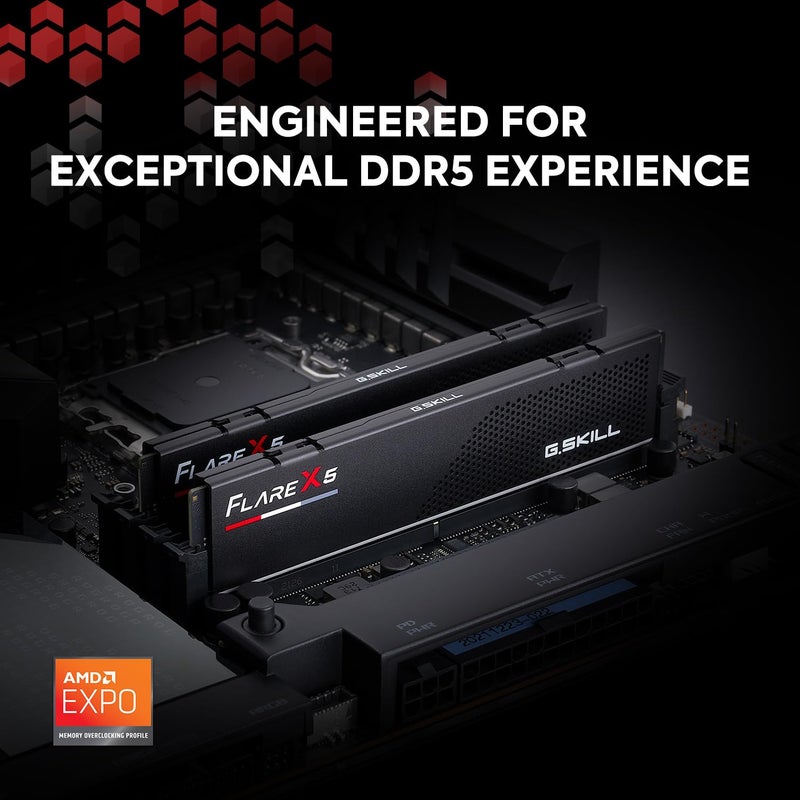 G.SKILL Flare X5 Series DDR5 RAM (AMD Expo) 32GB (2x16GB) 6000MT/s CL30-38-38-96 1.35V Desktop Computer Memory U-DIMM - Matte Black (F5-6000J3038F16GX2-FX5) - Image 2