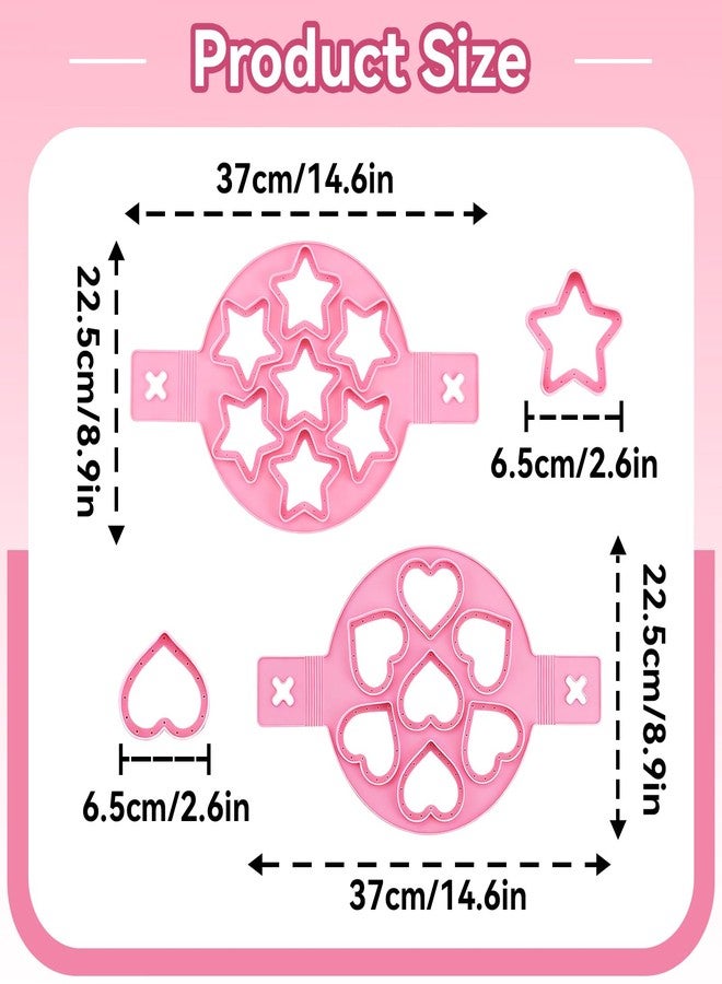 Agatige 2PCS Pancake Maker Mold, 7 Cavity Star/Heart Shape Nonstick Reusable Silicone Egg Mold Ring with Handle Kitchen Cooking Baking Tools for Muffin Fried Egg Burger - Image 5
