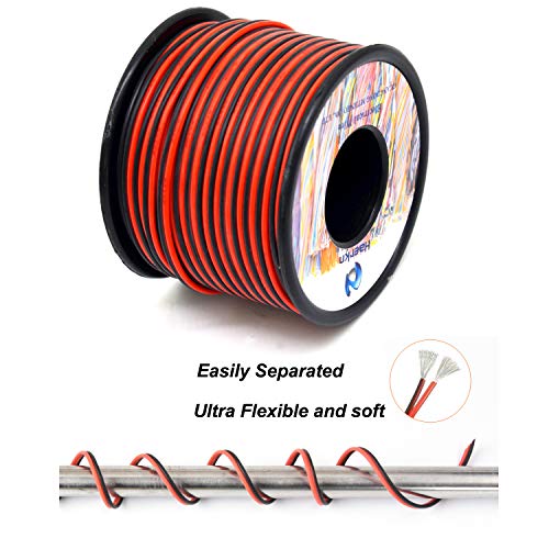 Haerkn 20 awg Silicone Electrical Wire 2 Conductor Parallel Wire line 200ft [Black 100ft Red 100ft] 20 Gauge Soft and Flexible Hook Up Oxygen Free Stranded Tinned Copper Wire - Image 3