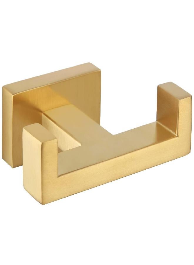 Angle Simple Towel Hook for Bathroom, SUS 304 Stainless Steel Hand Towel Holder, Double Robe Coat Hook for Wall, Brassy Gold - Image 4