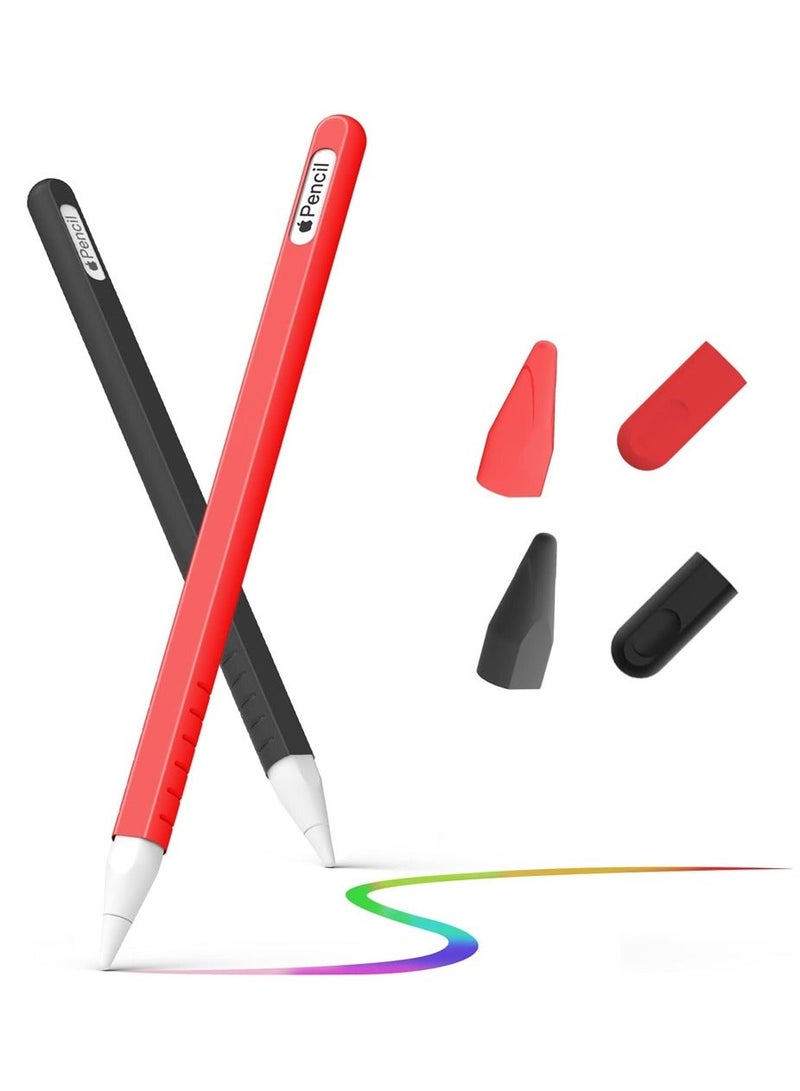 Case for Apple Pencil 2nd Generation, 2 Pack Protective Silicone Cover + 2 Nibs Cover Fit for iPad Pro 11 12.9 Inch, Soft Sleeve Compatible with Magnetic Charging and Double Tap - Image 1
