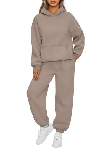 AUTOMET Women 2 Piece Outfits 2025 Plus Size Fall Vacation Fashion Lounge Set Airport Travel Pants Leisure Winter Clothes Sweatsuits CoffeeGrey XS - Image 1