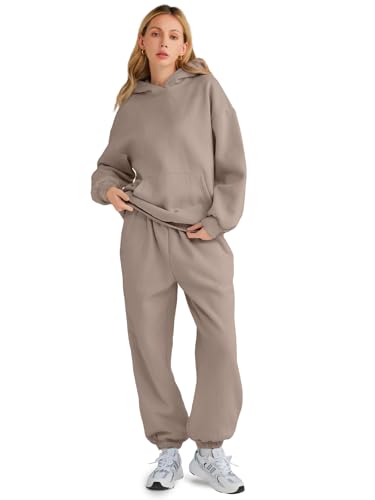AUTOMET Women 2 Piece Outfits 2025 Plus Size Fall Vacation Fashion Lounge Set Airport Travel Pants Leisure Winter Clothes Sweatsuits CoffeeGrey XS - Image 2