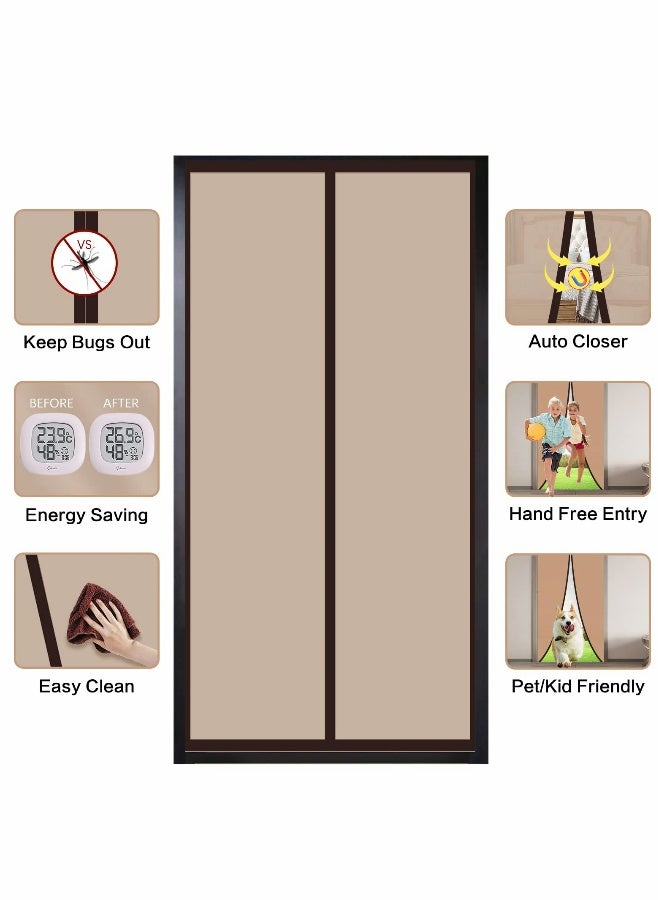 Magnetic Insulated Door Curtain, Thermal Door Cover Door Screen Auto Closer Self-Closing Privacy Screen Door for Air Conditioner Room, Patio, Bedroom-Hands Free - Image 2