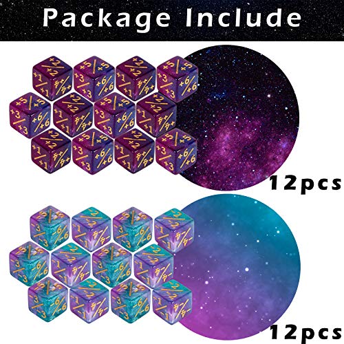 LAMJAM 24 Pieces MTG Dice Counters Plus 1 Counter D6 Dice Set Life Tokens for MTG TCG Magic Cards Game Accessories BluePurple - Image 5